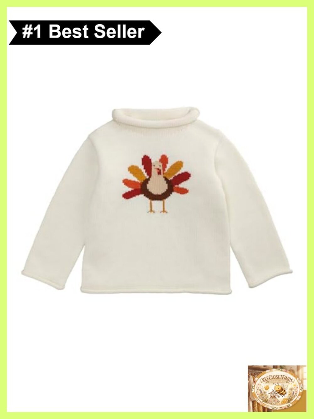 Mud Pie Boys Thanksgiving Turkey Rollneck Pullover Sweater